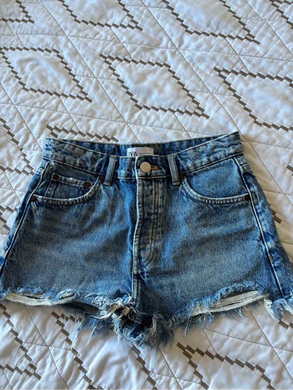 High-Rise Zara Denim Shorts - Blue